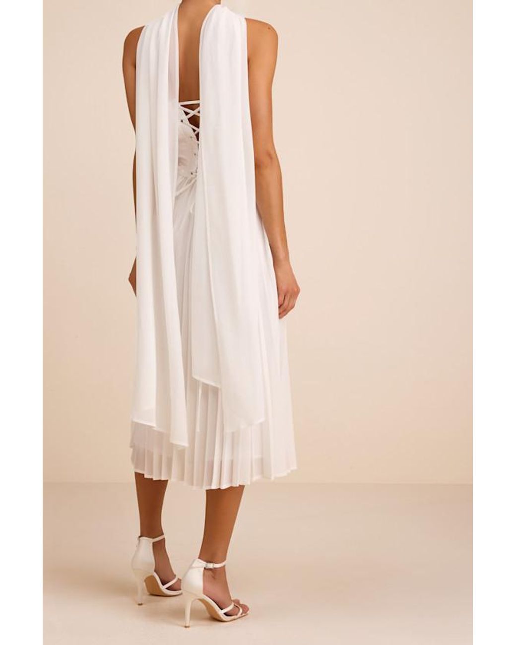 Lulus Laubrey Floral Jacquard Midi Dress And Scarf Set in Natural | Lyst