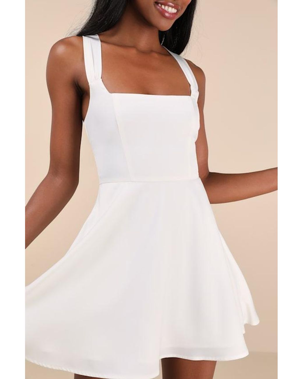 Lulus Natural Admirably Chic Satin Lace-Up Mini Dress With Pockets