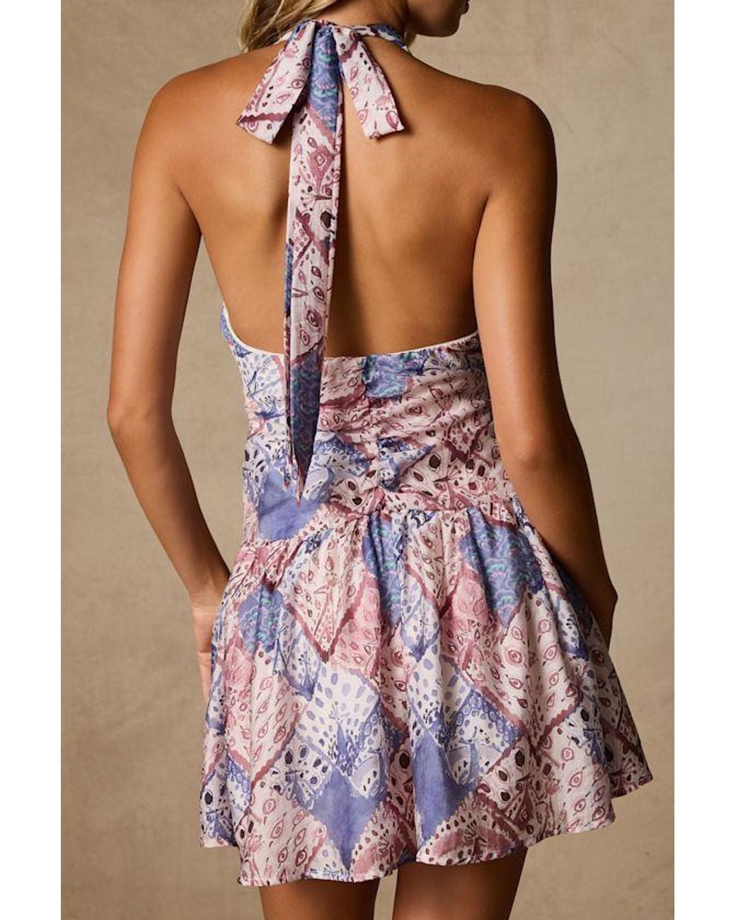 Lulus Purple Lyndon Periwinkle And Print Drop Waist Mini Dress