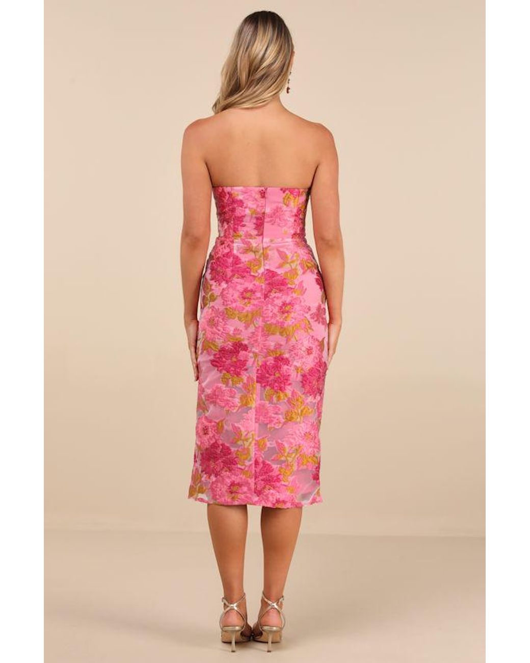 Lulus Red Upgraded Event Jacquard Strapless Bustier Midi Dress