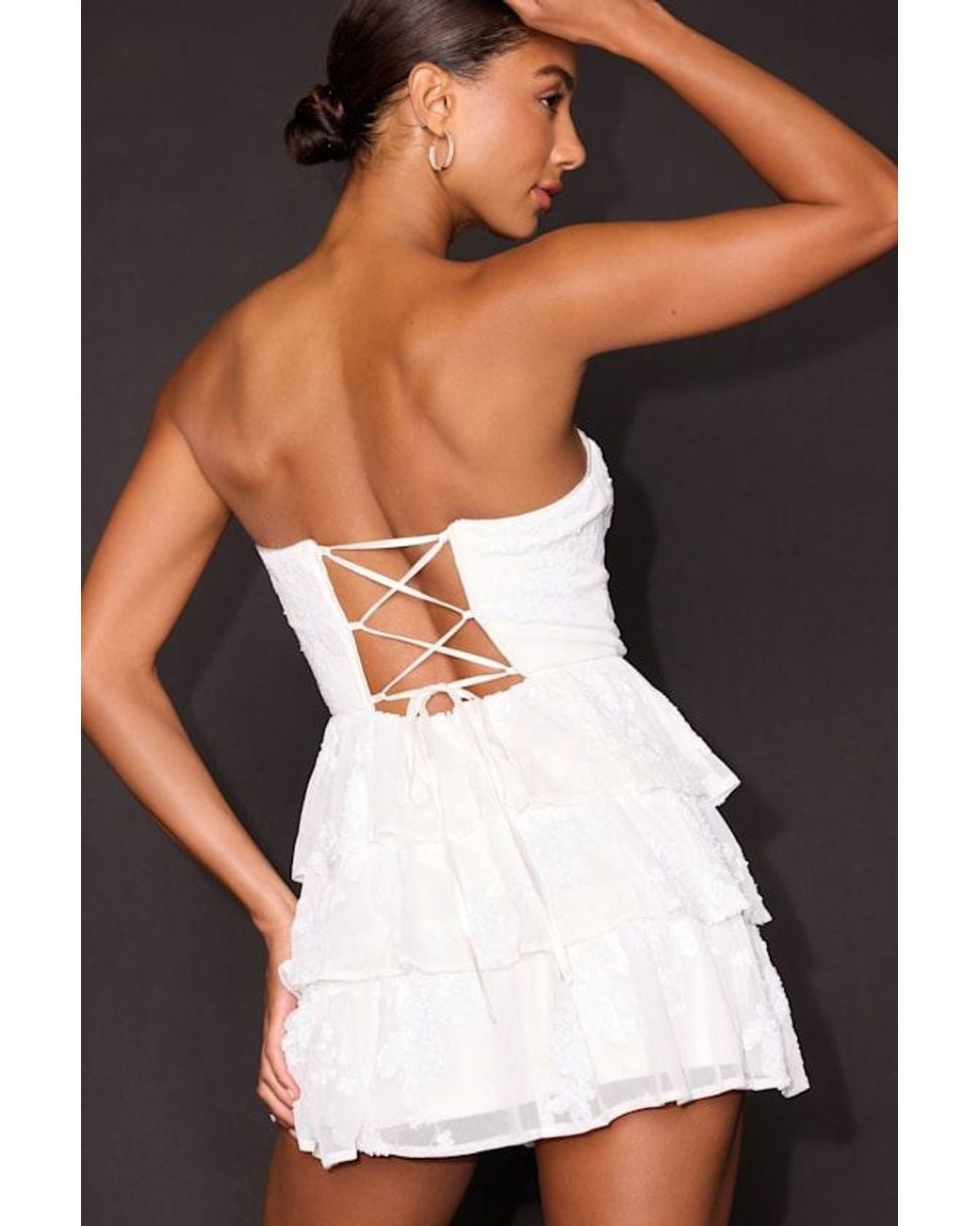 Lulus Black Definite Glamour Mesh Sequin Bustier Tiered Mini Dress