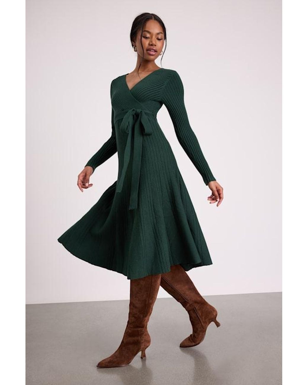 Lulus Multicolor Warm Emotions Skater Midi Sweater Dress