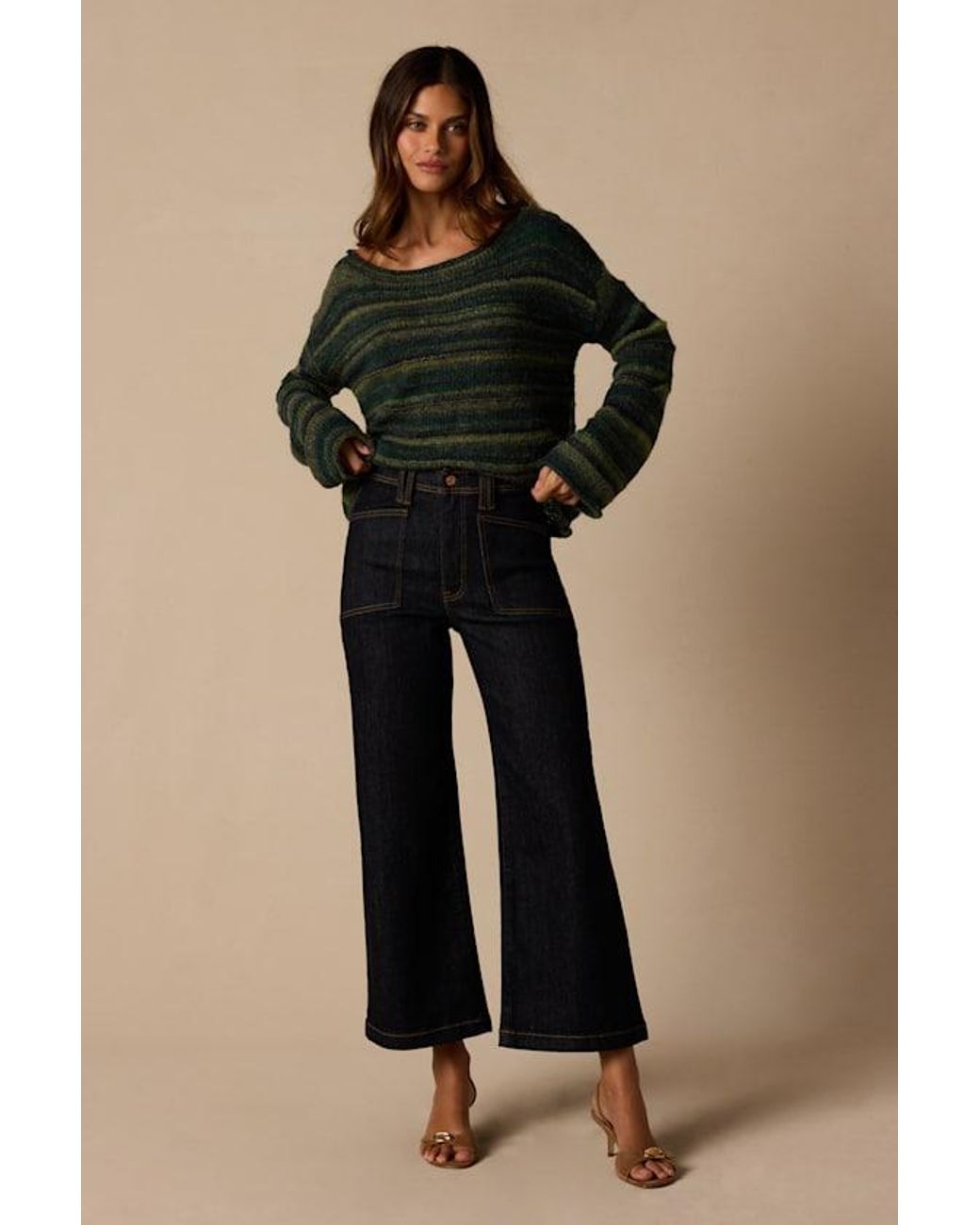 Daze Denim Blue Valley Girl Dark Wash Wide-Leg Denim Jeans
