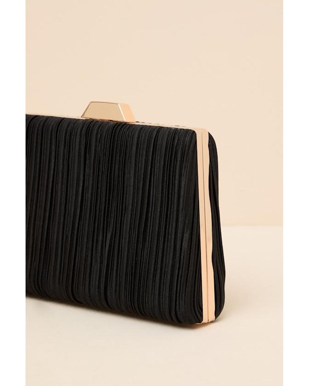 Lulus Black Ezra Pleated Crossbody Clutch