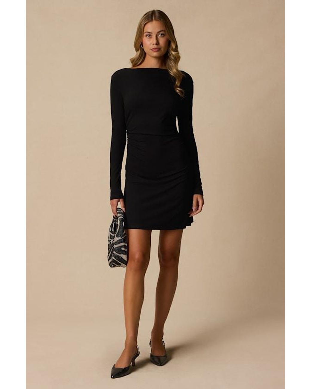Lulus Black Trea Knit Boat Neck Mini Dress