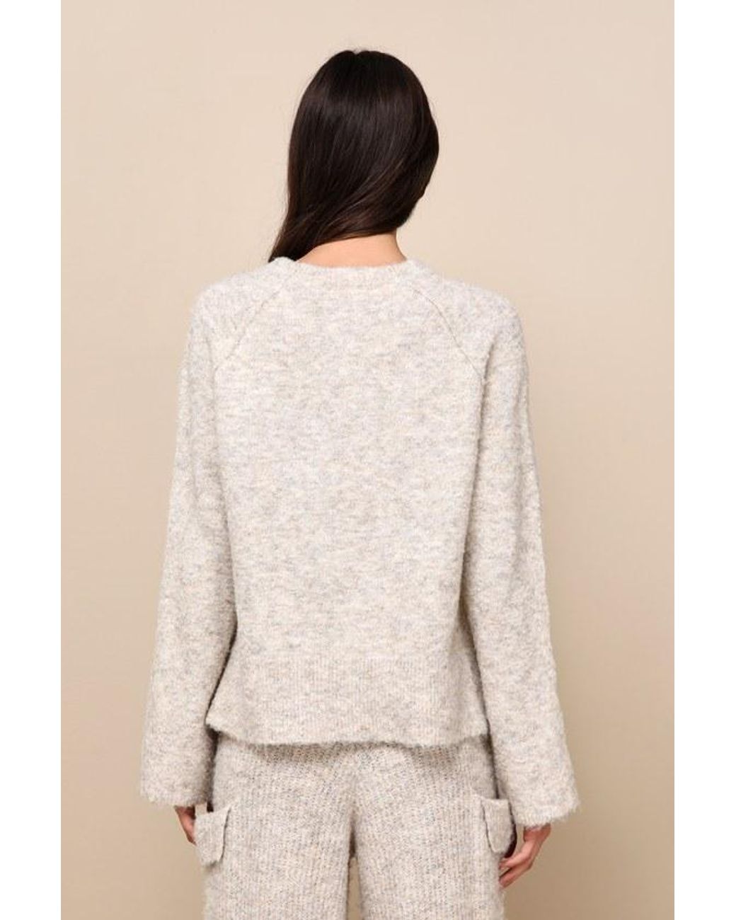 Lulus Natural Signature Sunday Heather Raglan Sleeve Pullover Sweater