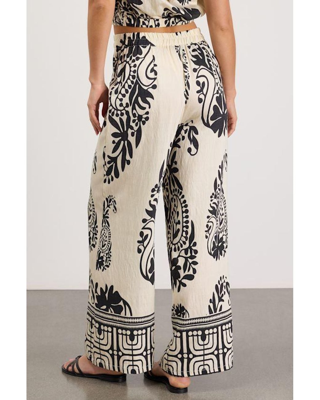 Lulus White Gaia Ivory And Boho Print Wide-Leg Pants