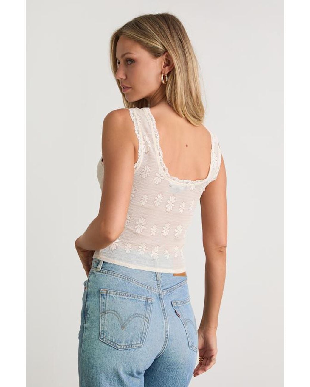 Lulus White Shaney Cream Sheer Knit Tank Top