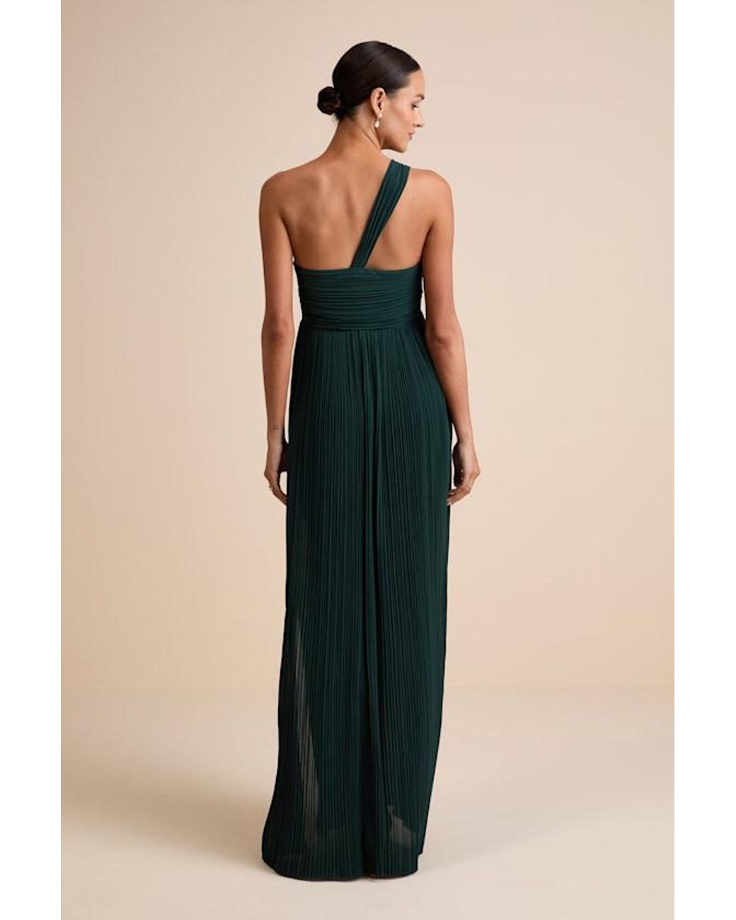 Lulus Black Cayton Emerald Pleated One-Shoulder Maxi Dress