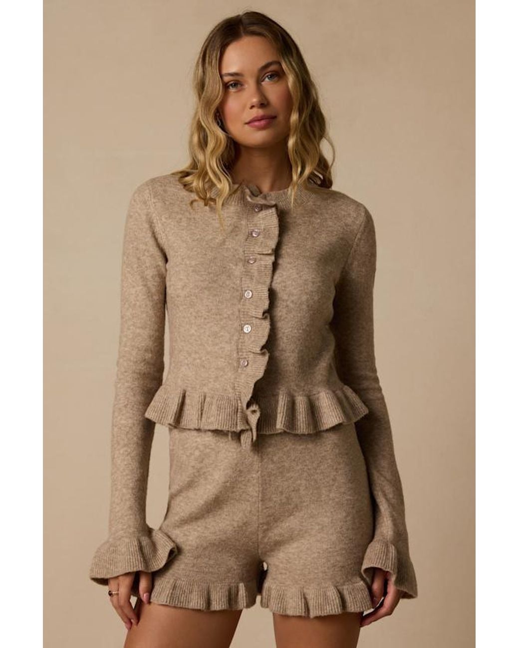 Lulus Brown Cozy Moments Ruffled Sweater Top