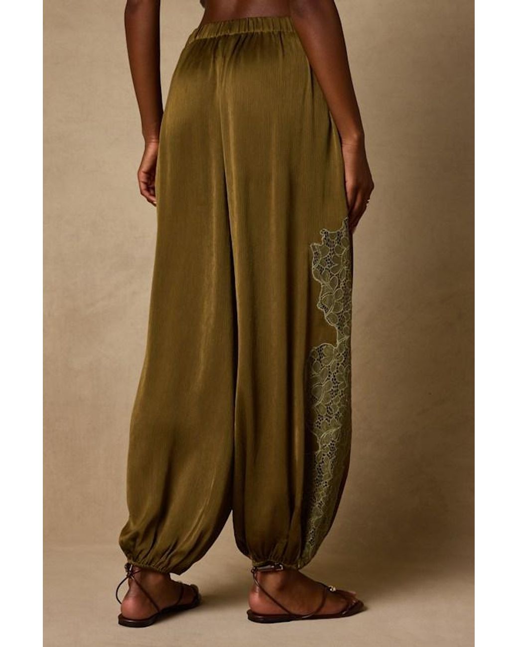 Lulus Natural Evette Lace High-Rise Jogger Pants