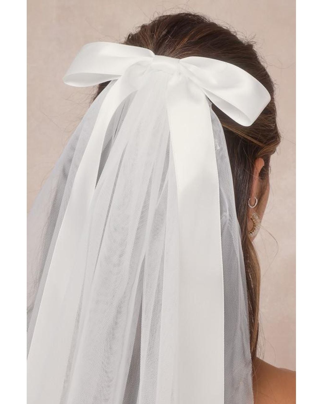 Lulus White Dreamy Adoration Satin Bow Hair Clip Veil