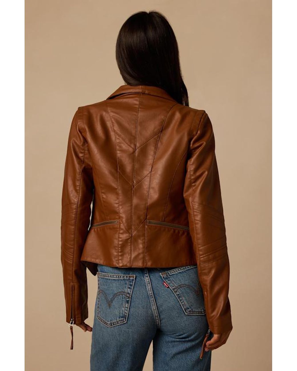 Lulus Brown Up On A Tuesday Camel Vegan Leather Jacket