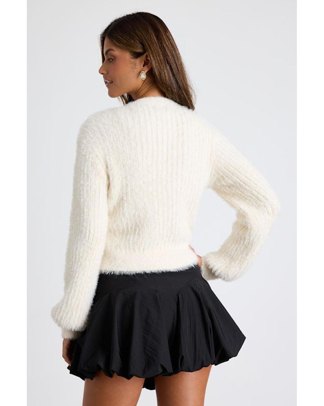 Lulus Natural Colby Eyelash Knit Button-Front Cardigan Sweater