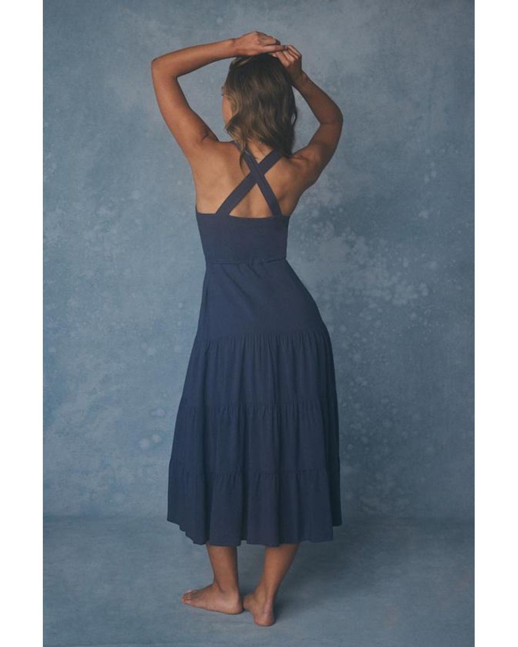 Lulus Blue See The City Button-Front Tiered Midi Dress