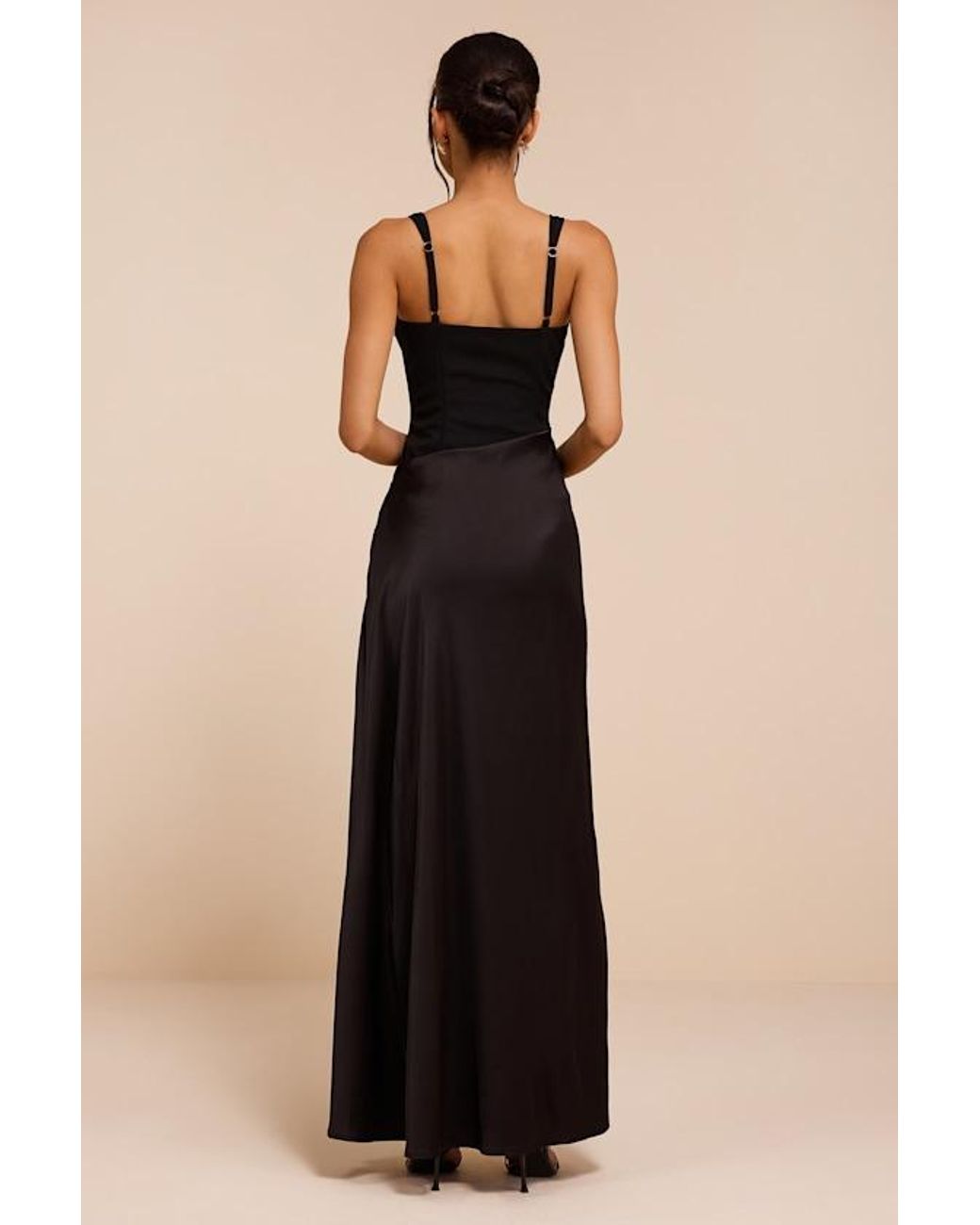 Lulus Black Irene Mixed Media Bustier Maxi Dress