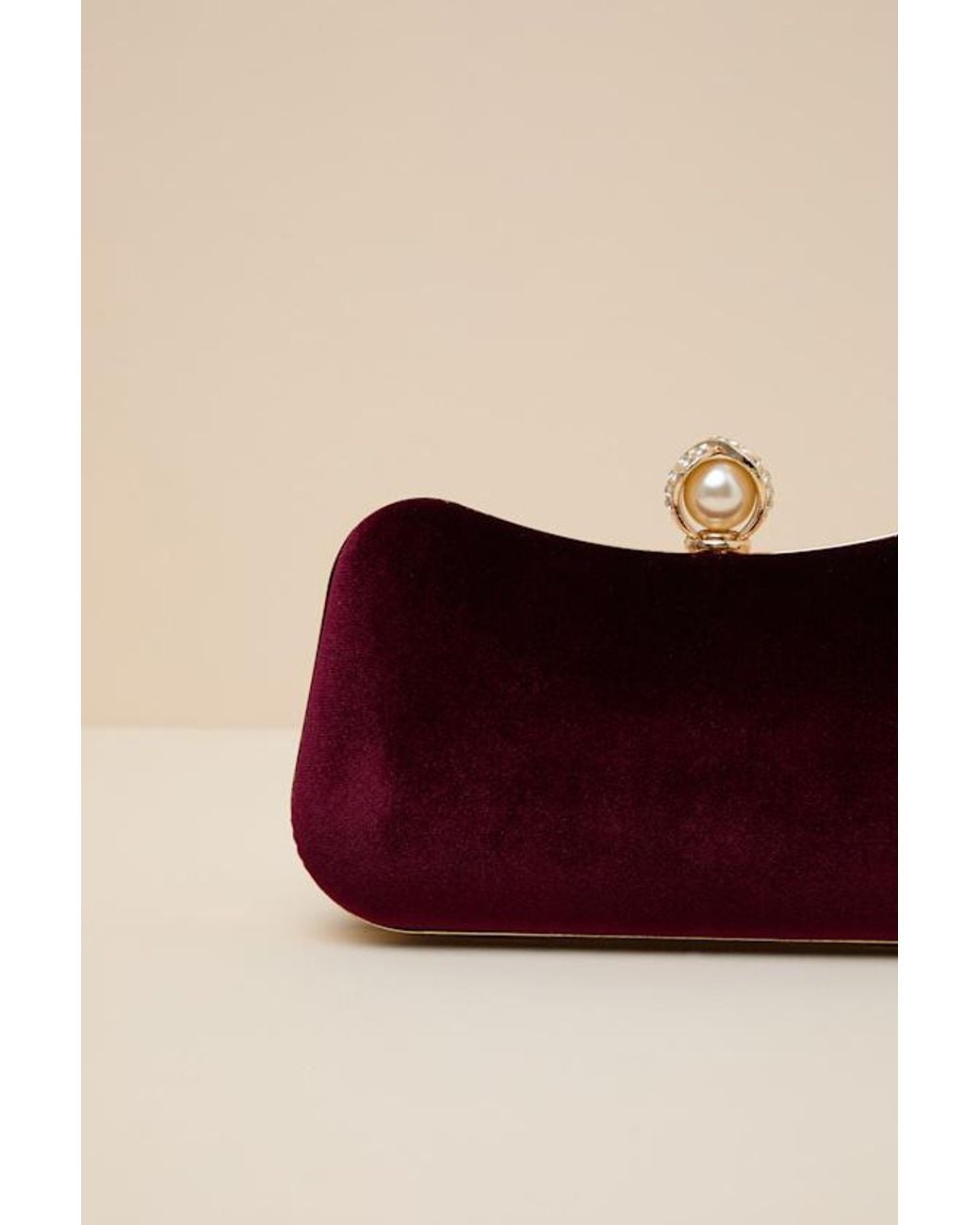 Lulus Red Date Night Velvet Clutch