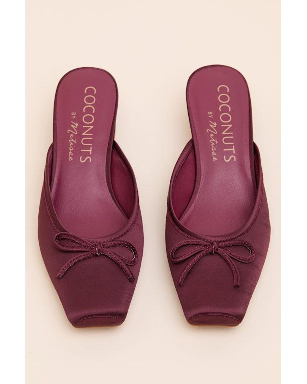 Matisse Natural Geneva Fig Satin Low-Heel Mule Pumps