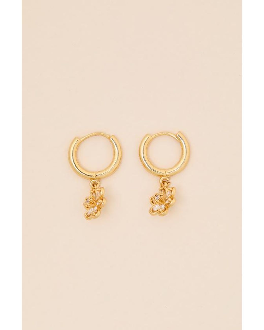 Lulus Natural Taleen Floral Huggie Hoop Earrings