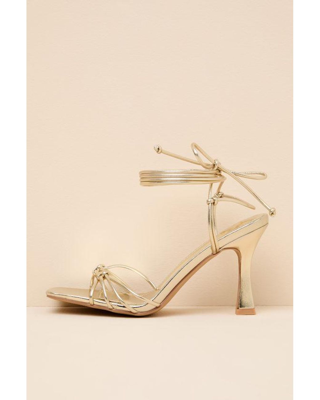 Lulus Natural Anka Strappy Lace-Up High Heel Sandals