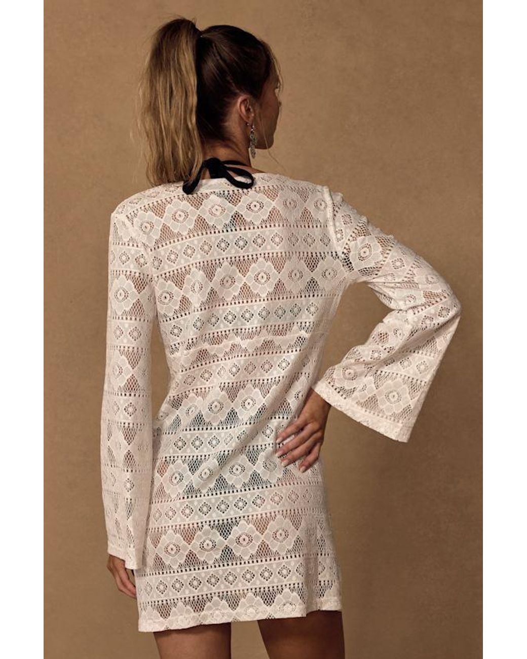 Lulus White City Of Angels Crochet Lace Button-Up Swim Cover-Up