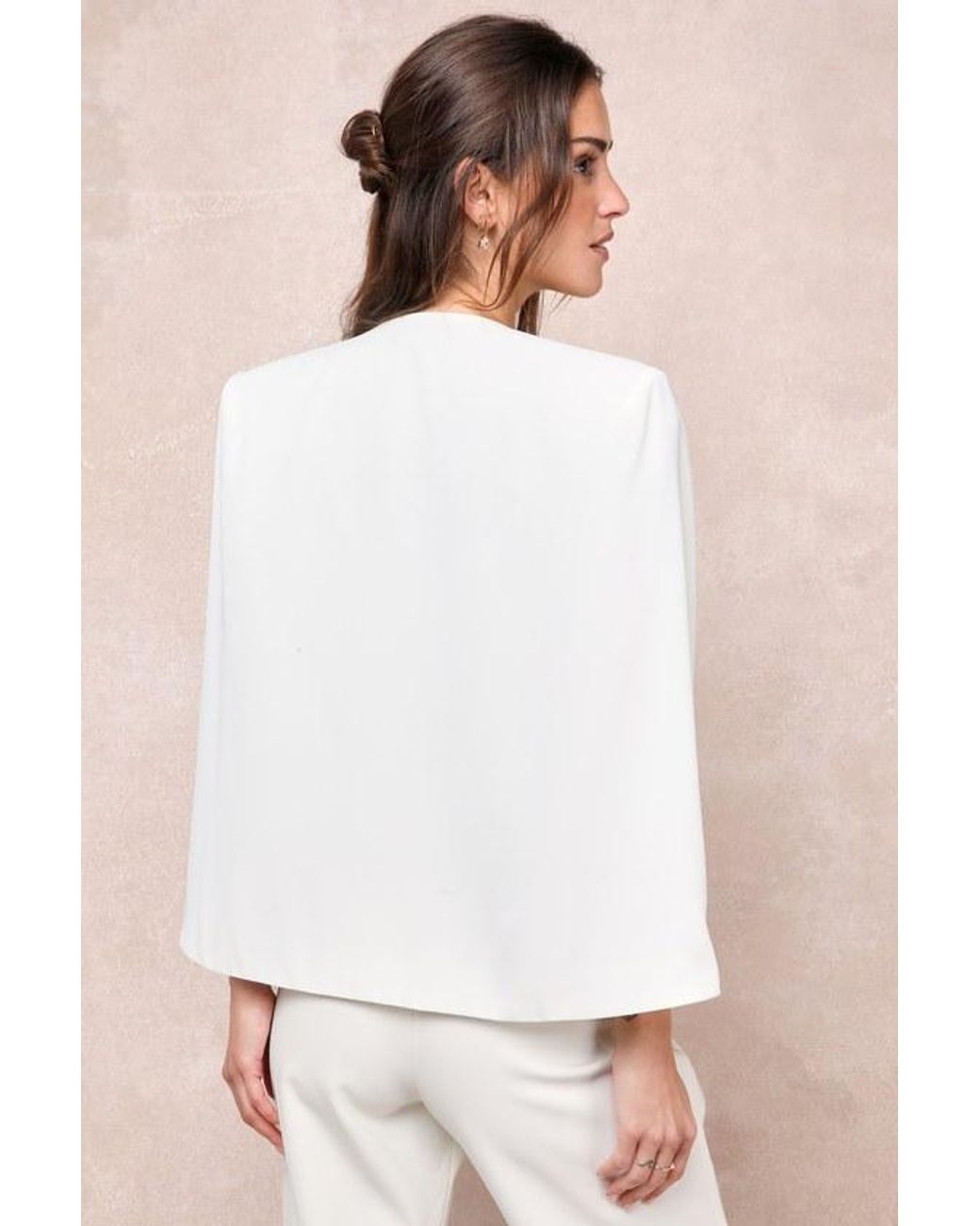 Lulus White Voguish Charm Split Sleeve Blazer Cape