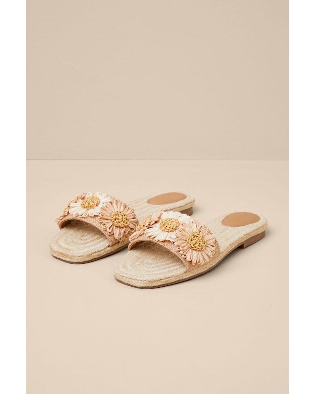 Seychelles Rafia Slides Seychelles Botanical Gardens Vanilla Floral Raffia Slide Sandals in ...