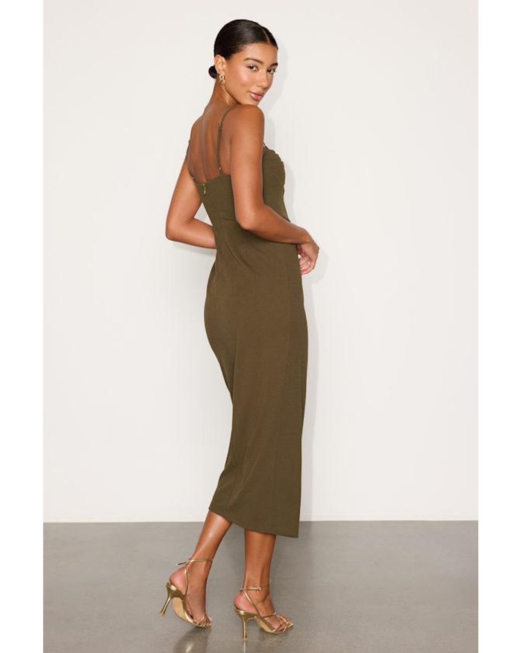 Lulus Green Always Turning Heads Bustier Tulip Midi Dress