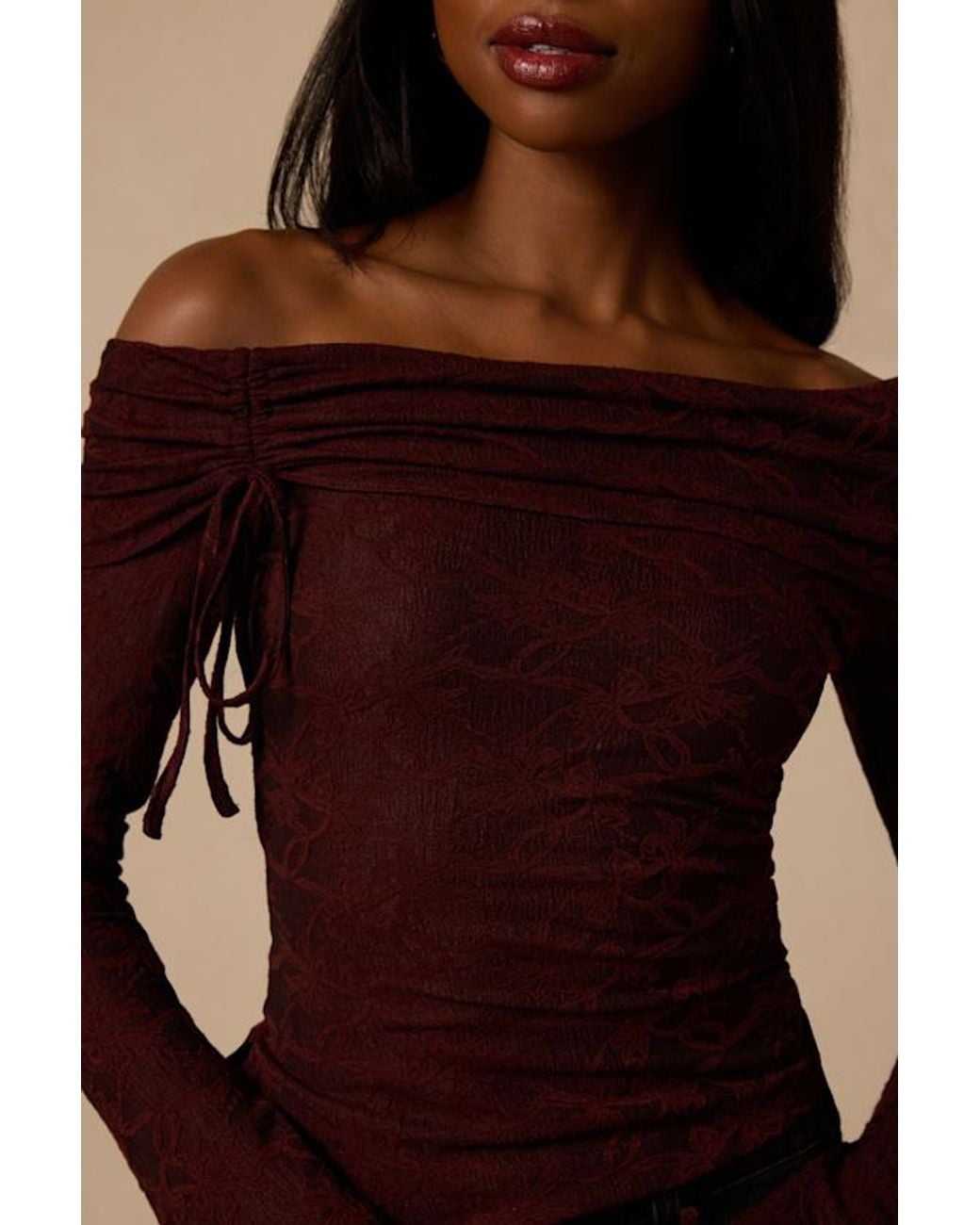 Lulus Brown Janae Chocolate Lace Off-The-Shoulder Top