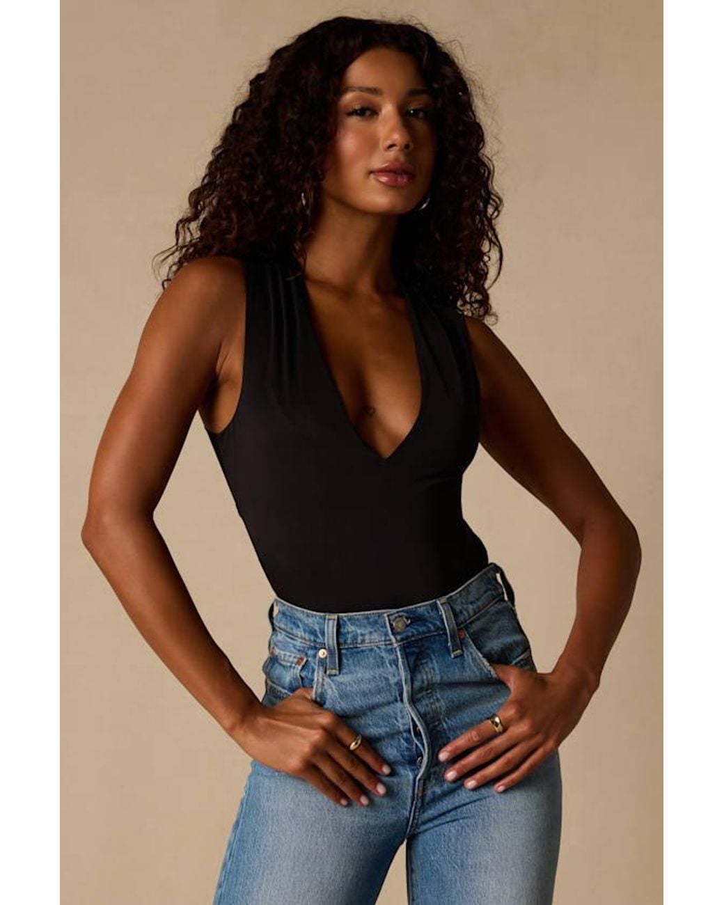Lulus Blue Emerson Slinky Knit Cross-Back Bodysuit