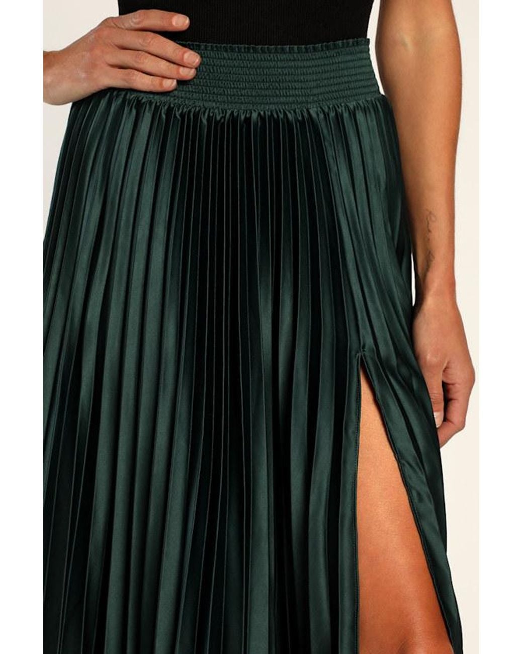 Lulus Multicolor Sophisticated Vision Satin Pleated Midi Skirt