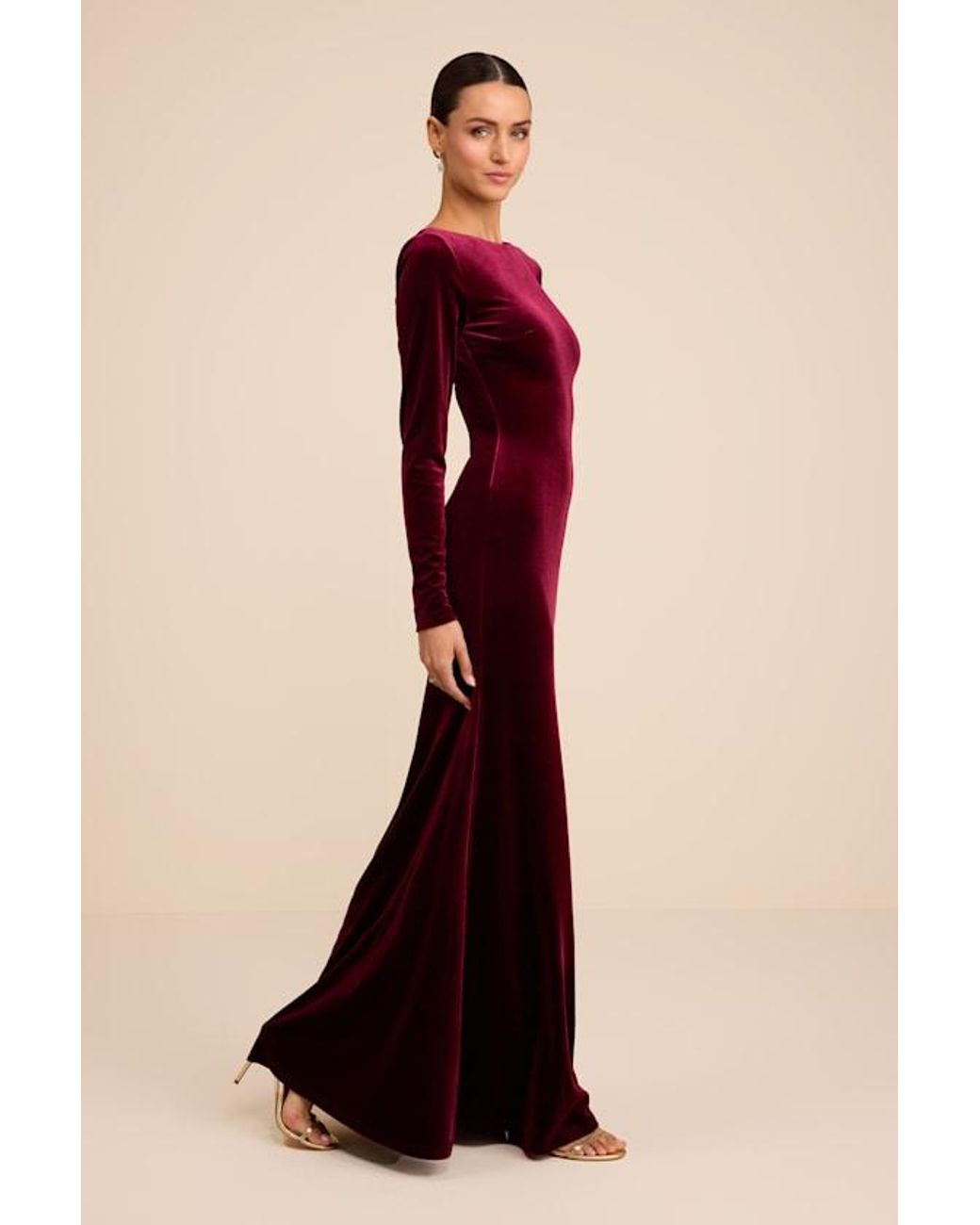 Lulus Red Rabeya Velvet Backless Mermaid Maxi Dress
