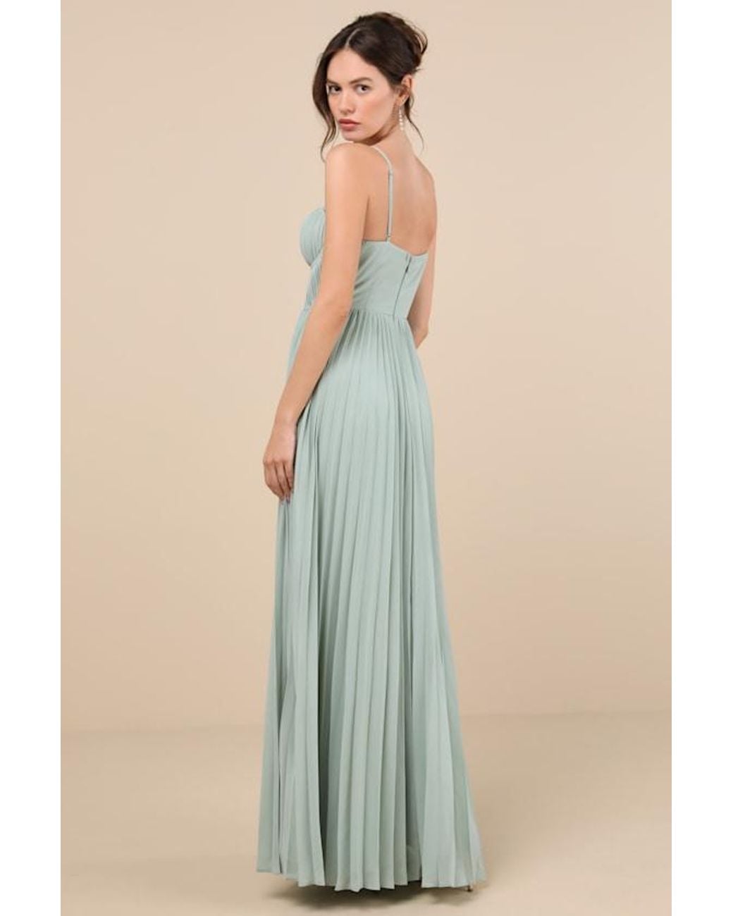 Lulus Blue Admirable Elegance Pleated Bustier Maxi Dress