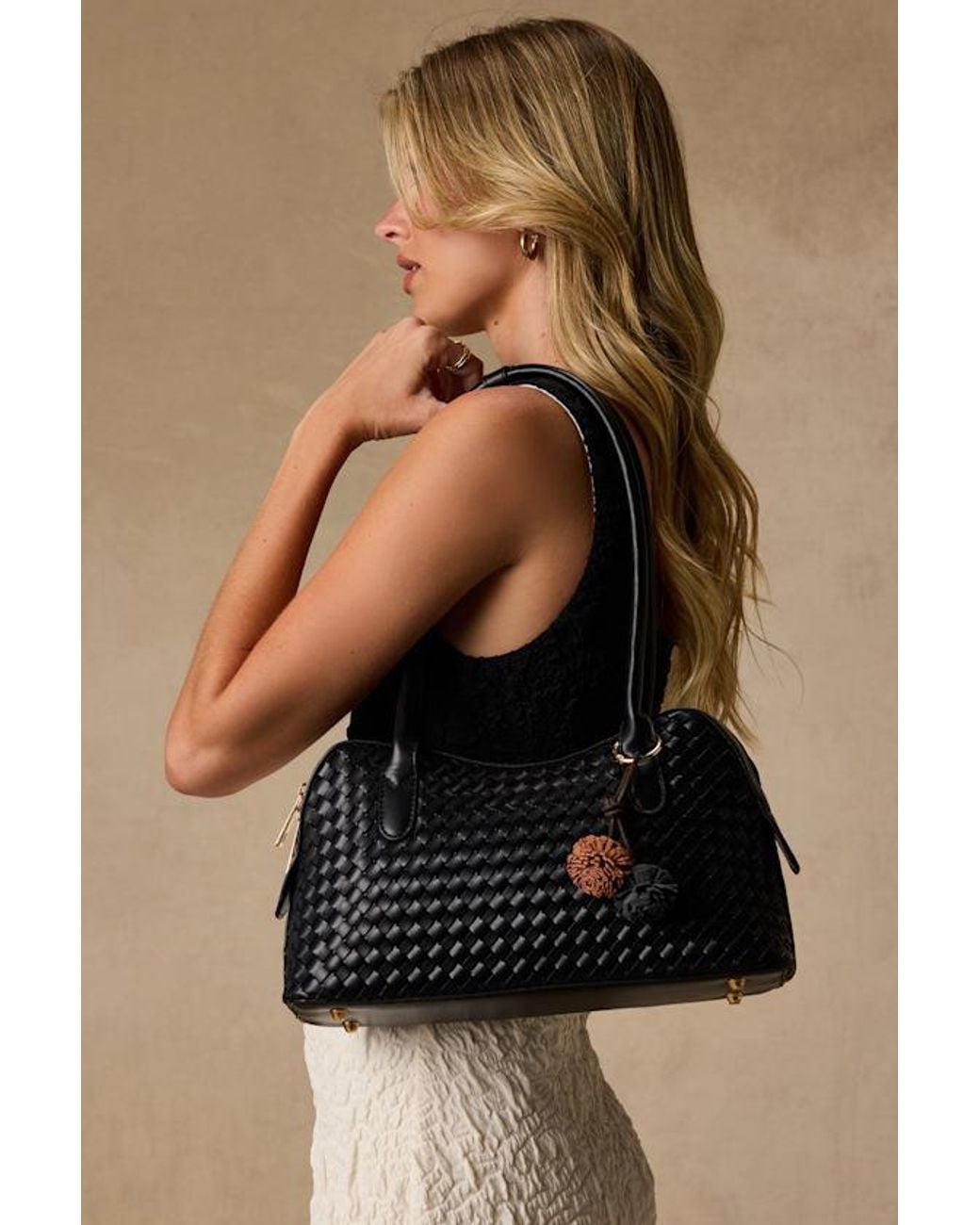 Lulus Black Suri Woven Shoulder Bag