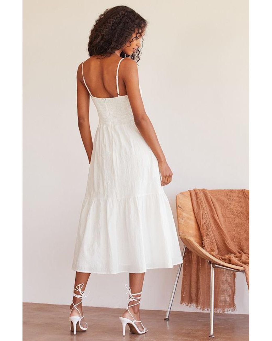Lulus White Simplicity And Sweetness Sleeveless Tiered Midi Dress