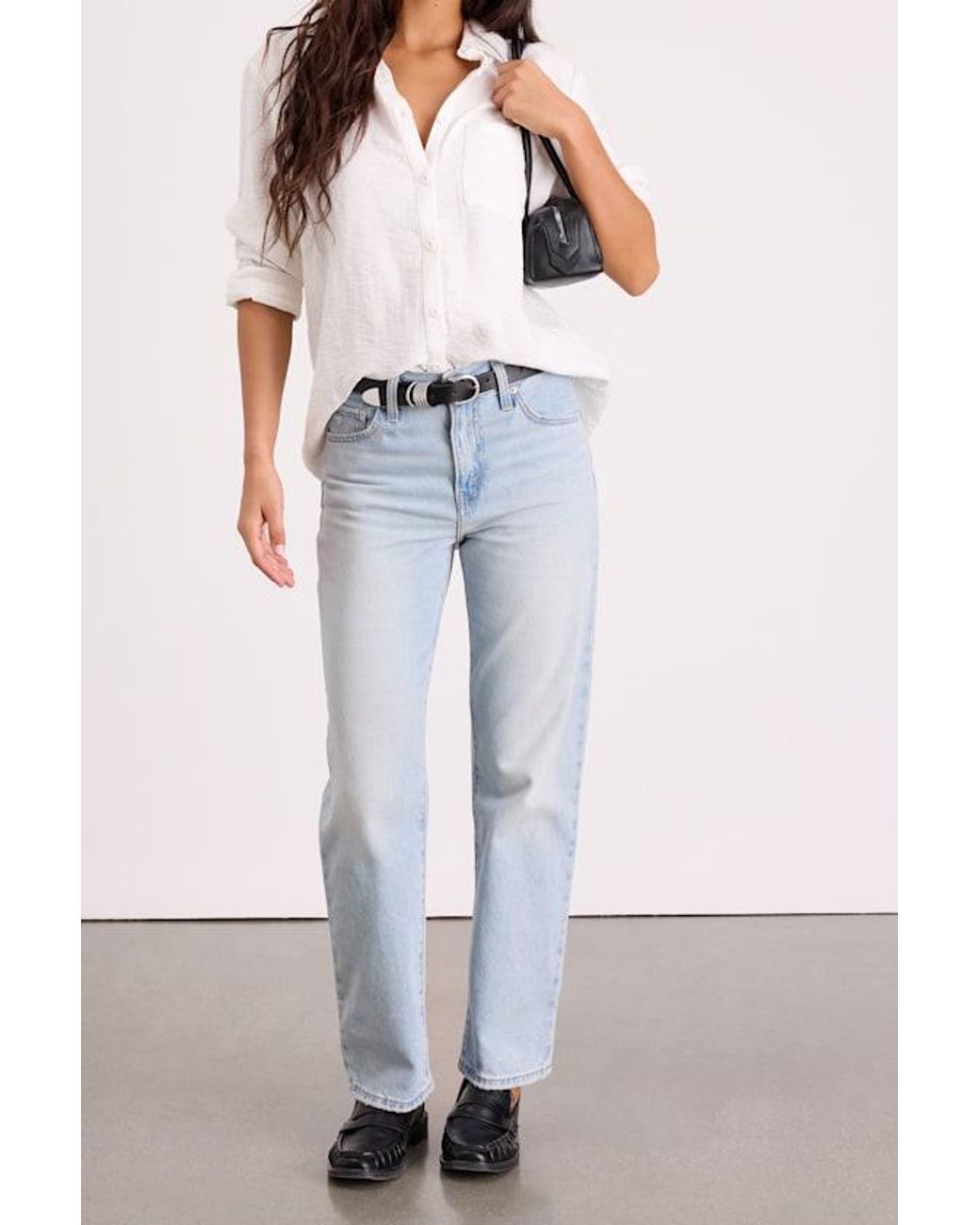 Levi's White Easy Dad Light Wash High-Rise Jeans