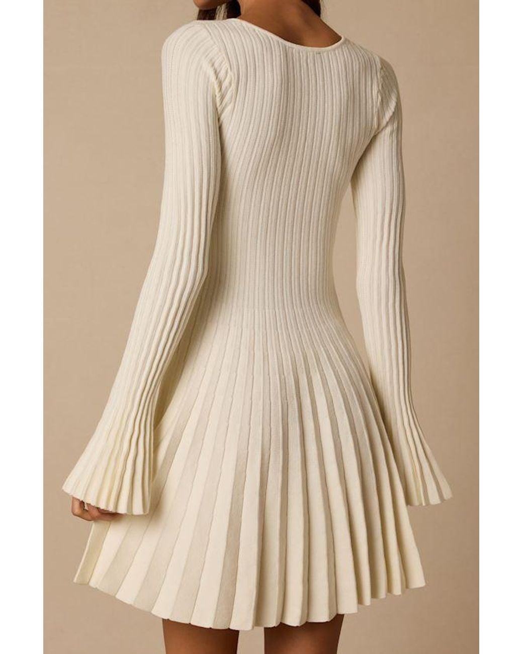 Lulus Natural Magnolia Cream Keyhole Cutout Sweater Mini Dress