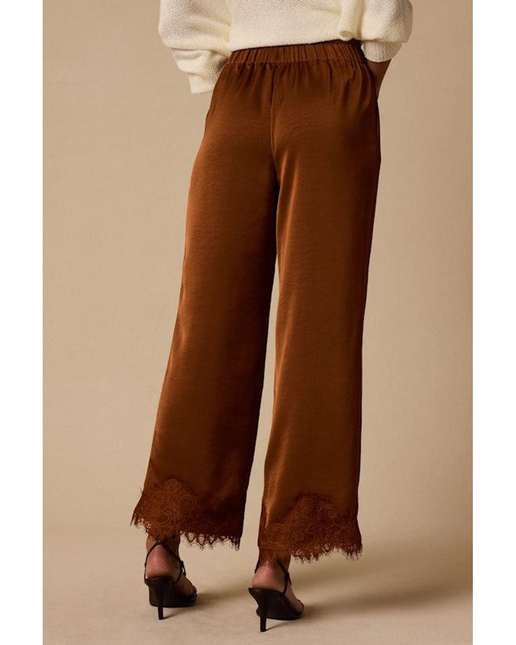 Lulus Natural Owen Lace Satin Pants