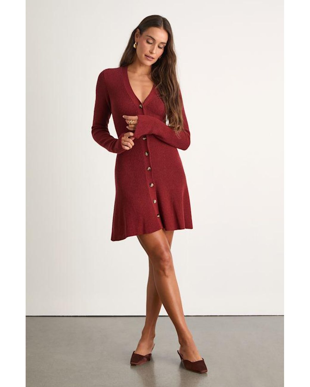 Lulus Red Adorably Flirty Button-Front Sweater Mini Dress