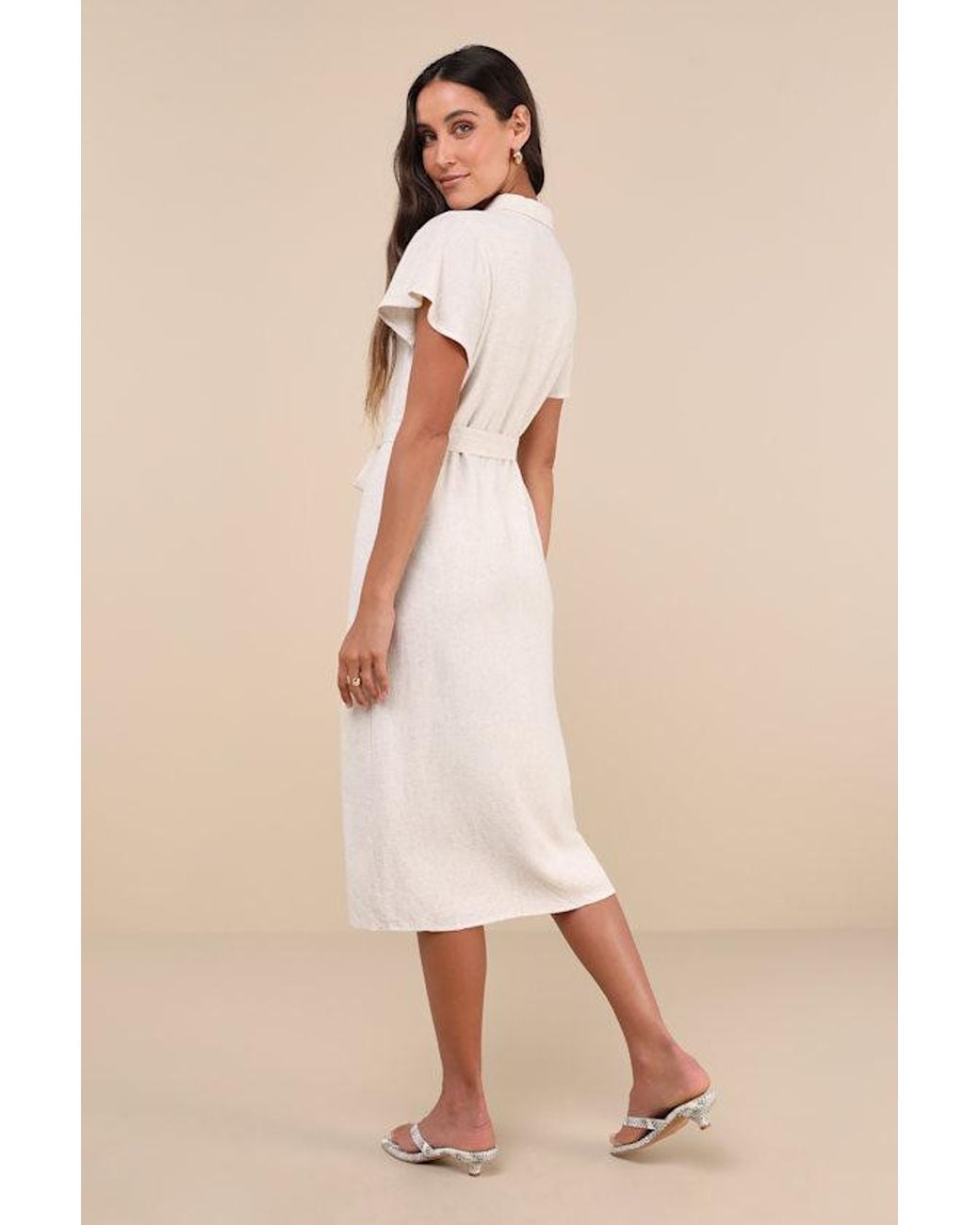 Lulus Natural Italian Summer Linen Midi Dress