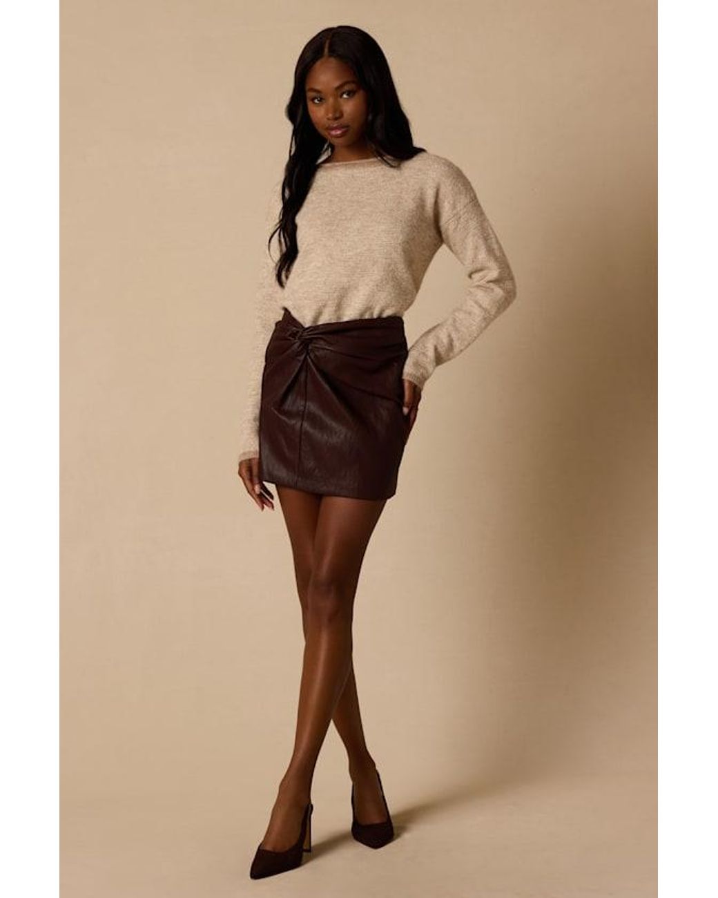 Lulus Natural Lewiston Dark Vegan Leather Mini Skirt