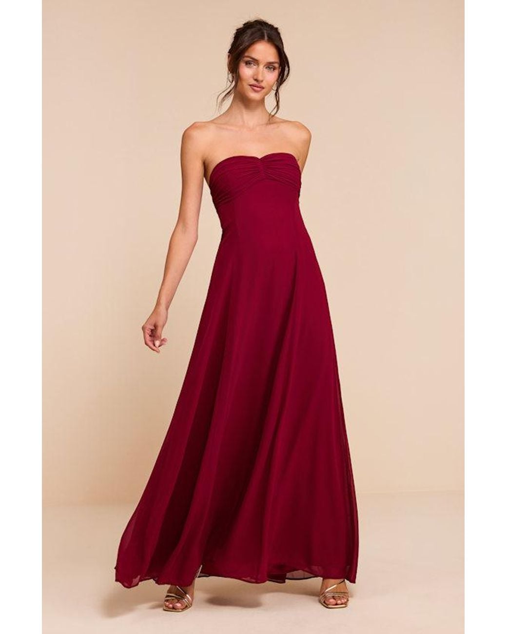 Lulus Red Kamalia Strapless Maxi Dress