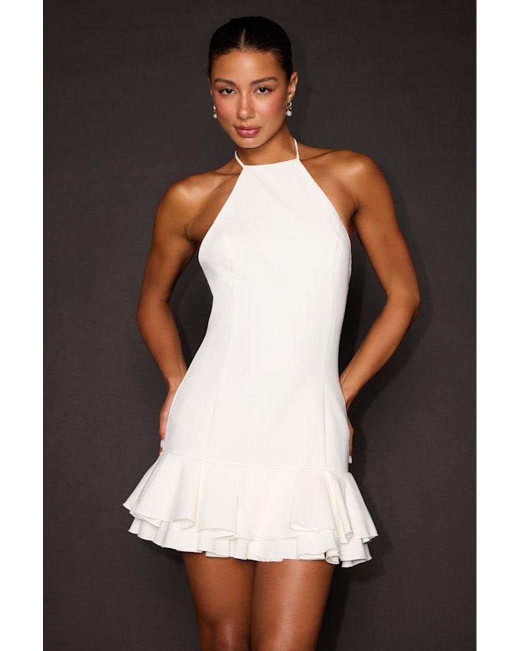 Lulus White Idesa Halter Tiered Mini Dress