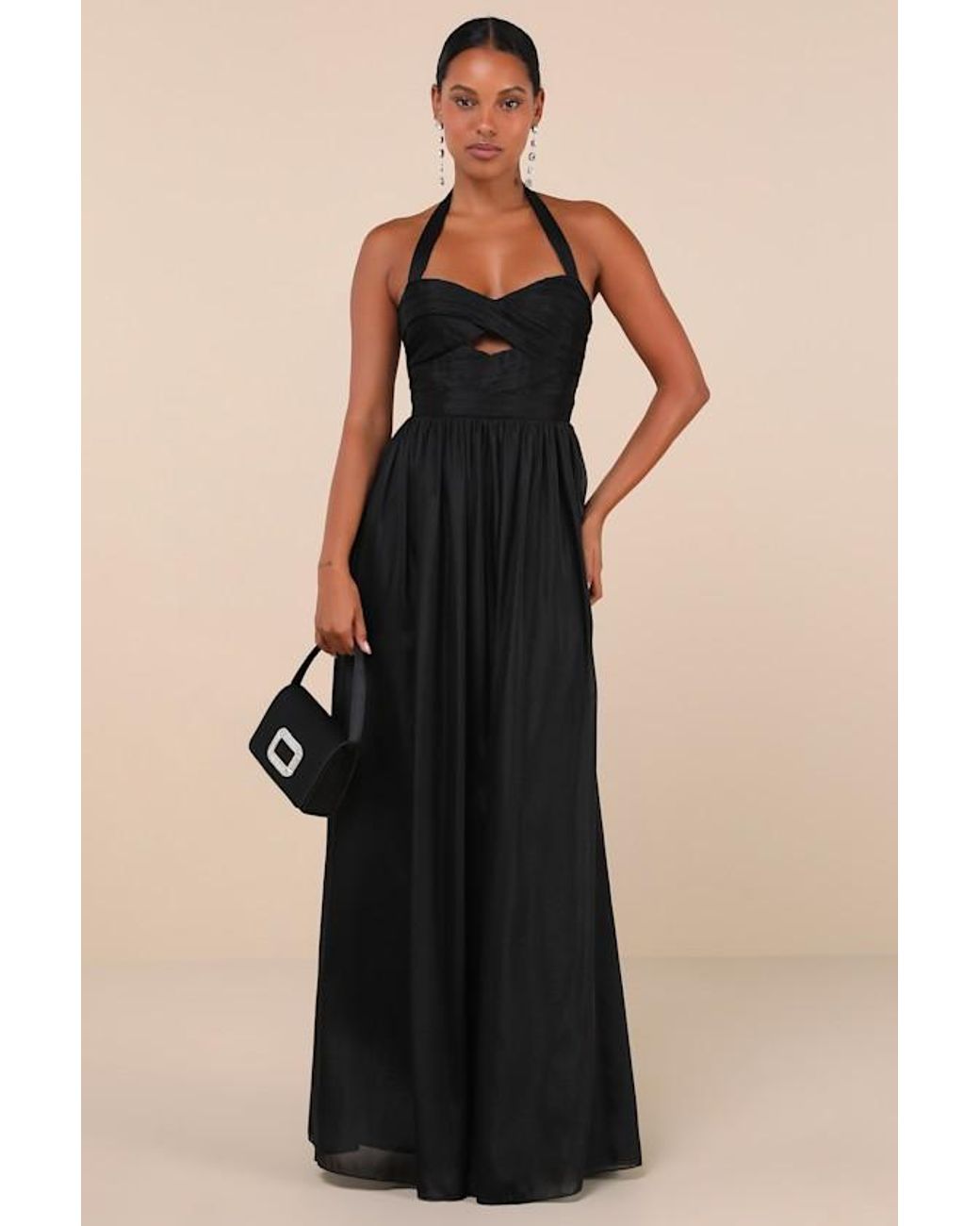 chinese dress ladies Andra Blue Pleated Maxi Dress with Cutout Detail, L / Blue