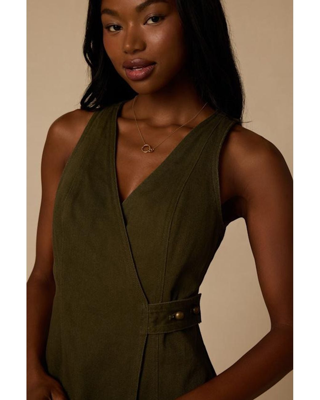 Lulus Brown Didi Dark Denim Wrap Mini Dress