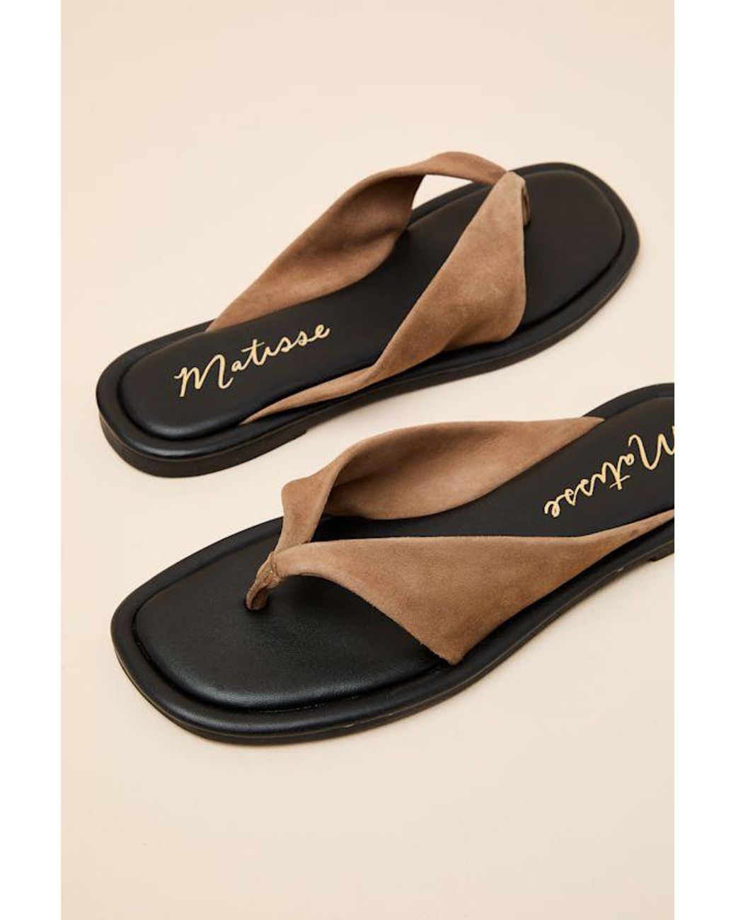 Matisse Black Mirage Suede Leather Thong Sandals