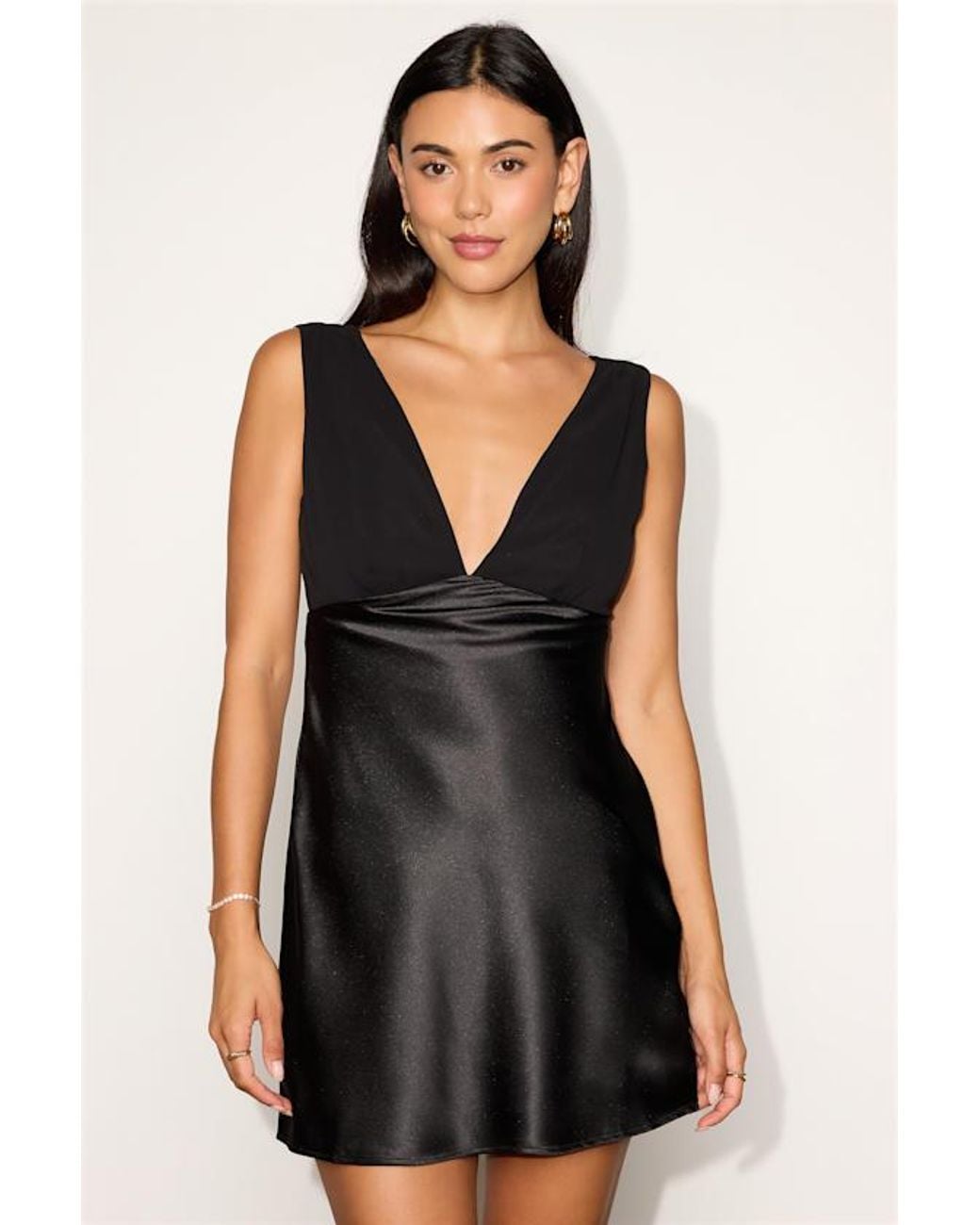 Lulus Black Hanley Satin Slip Mini Dress