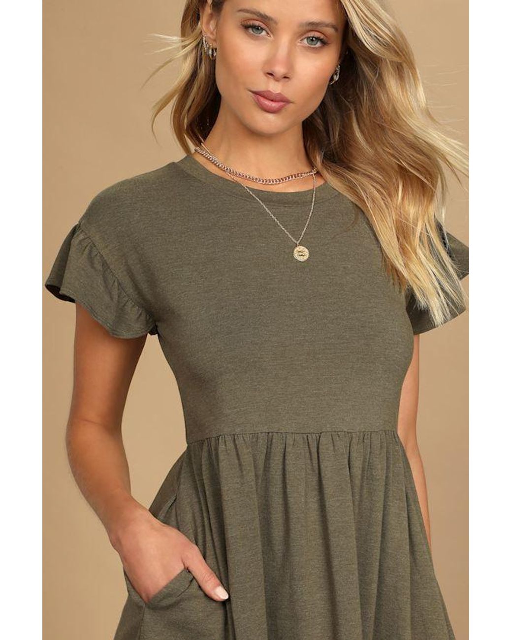 Lulus Brown Sweetest Style Tiered Babydoll Dress