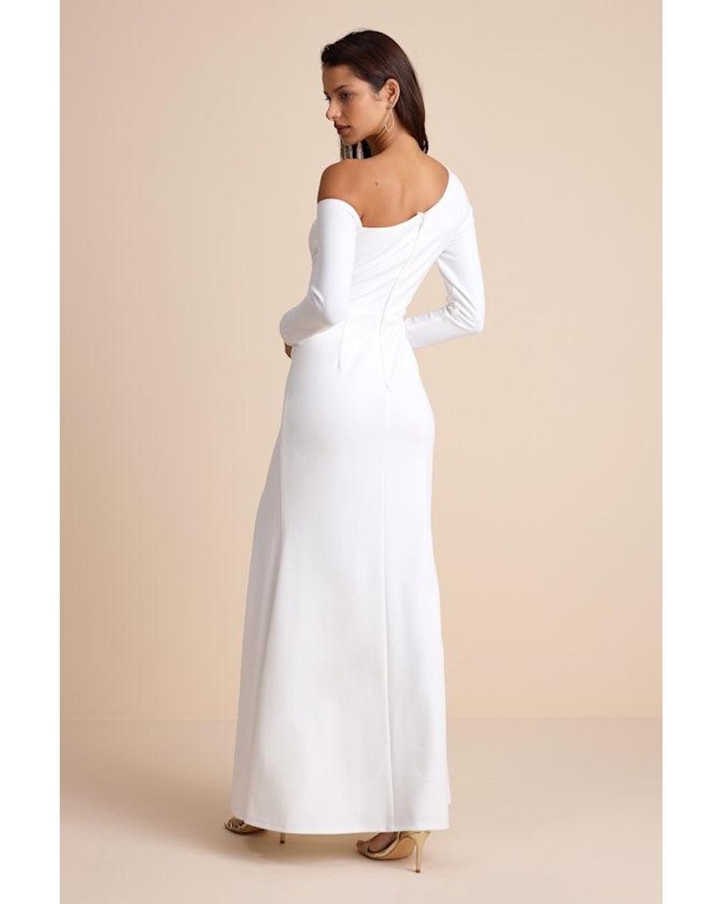 Lulus Natural Elegant Sensation Asymmetrical Pleated Maxi Dress