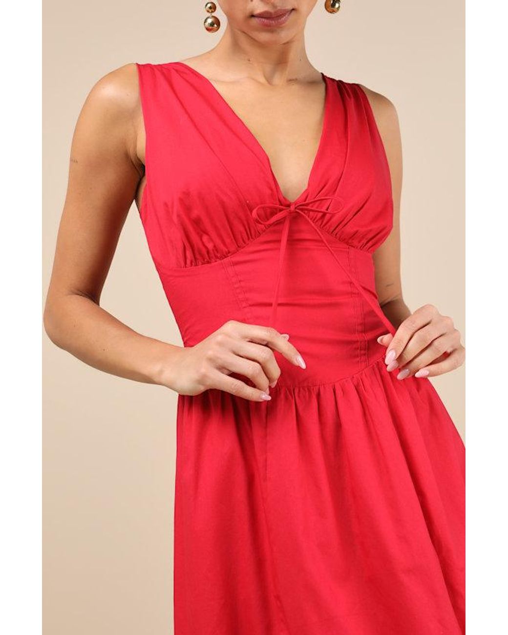 fitted lace wedding dress Mona Plunge Cowl Midi Dress In Deep Red – Brune